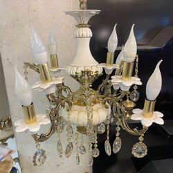 لوستر دوگل کوچک 8 شعله سرامیکی برنزی