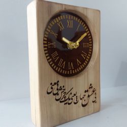 ساعت رومیزی عاشقانه چوبی مناسب هدیه