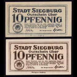 ست اسکناس نوت گلد زیگبورگ Siegburg آلمان 1921