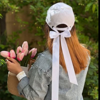 کلاه کتان دخترانه پشت پاپیون