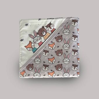 پتو دورپیچ چاپی  مخمل کلاه دار چهارفصل طرح دوستی