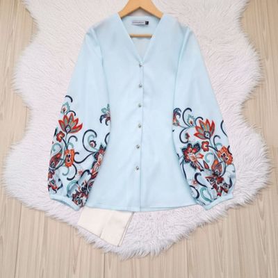 شومیز استین پفی طرح دار کد6