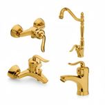 ست 11 تکه مدل قاجاری طلایی + دوش دوکاره استیل (5 سال گارانتی شیرآلات + ارسال رایگان)