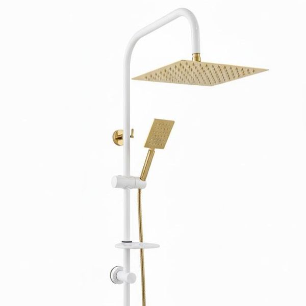 ست 6 تکه مدل قاجاری سفیدطلایی + دوش دوکاره استیل (5 سال گارانتی شیرآلات + ارسال رایگان)