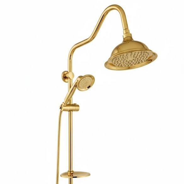 ست 11 تکه مدل قاجاری طلایی + دوش دوکاره شیپوری (5 سال گارانتی شیرآلات + ارسال رایگان)