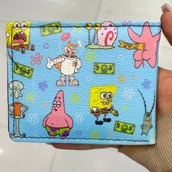 کیف پول طرح چرم مدل باب اسفنجی آبی