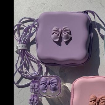 کیف شارژر به همراه ست محافظ آداپتور طرح پاپیون رنگ بنفش