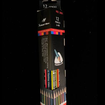 مداد پاک‌کن‌دار 3 گوش اسکول مکس12عددی