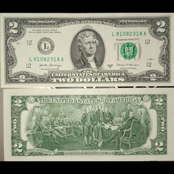 اسکناس جفت 2 دلاری بانکی آمریکا چاپ 2017 WASHINGTON D.C - سوپر بانکی کلکسیونی ارزشمند - دو سریال پشت سرهم