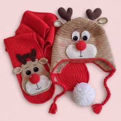 بافتنی ست کلاه و شال گردن مدل گوزن