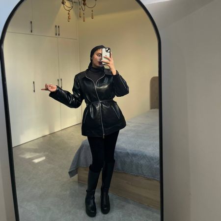 کت چرم مشکی داخل تدی