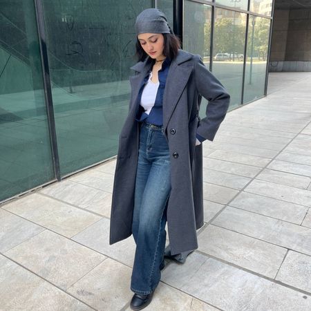 کت فوتر بلند طوسی آستردار