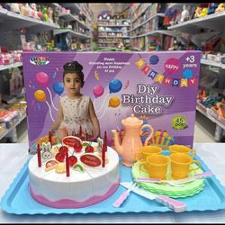 اسباب بازی کیک تولد با سینی و لوازم چایخوری مدل 105