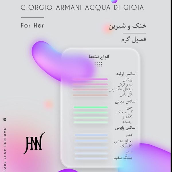 عطر ادکلن جیورجیو آرمانی آکوا دی جیو زنانه 100 میل جانوین (جکوین) Giorgio Armani Acqua Di Gioia Johnwin
