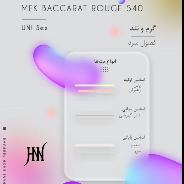 ادکلن باکارات رژ سفید540 100 میل جانوین (جکوین) MFK Baccarat Rouge 540 Johnwin