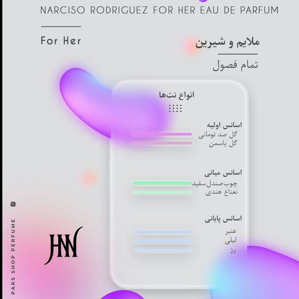 ادکلن نارسیسو رودریگز زنانه د پرفیوم صورتی (جعبه مشکی) 100 میل جانوین (جکوین) Narciso Rodriguez for Her Eau de Parfum Johnwin