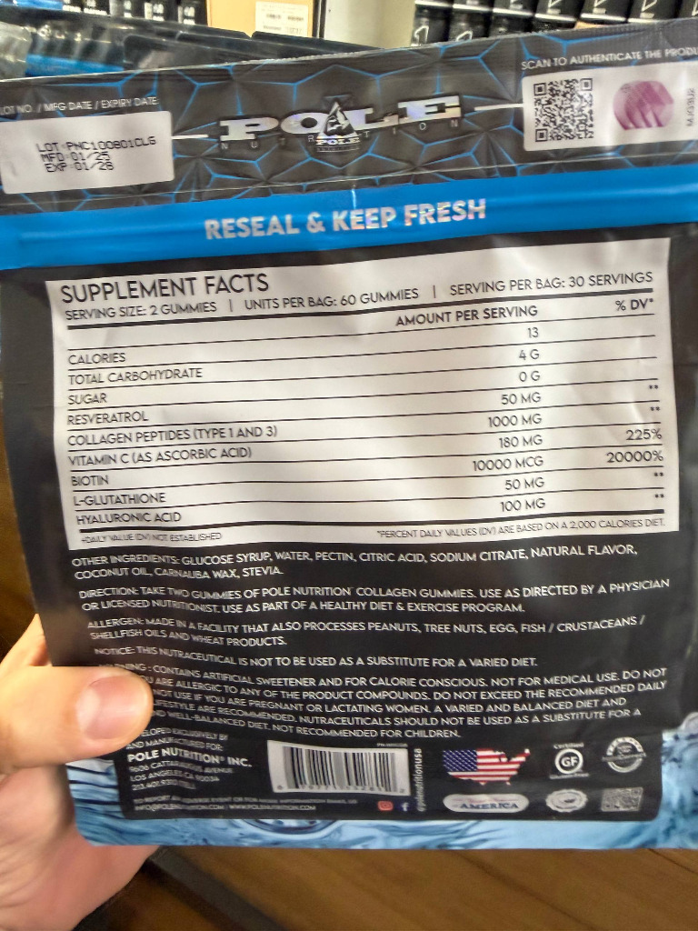 پاستیل کلاژن کامپلکس پل نوتریشن (با بیوتین و گلوتاتیون) | Pole Nutrition Collagen Gummies (180g)