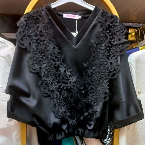 شومیز ابریشم دانتل دار