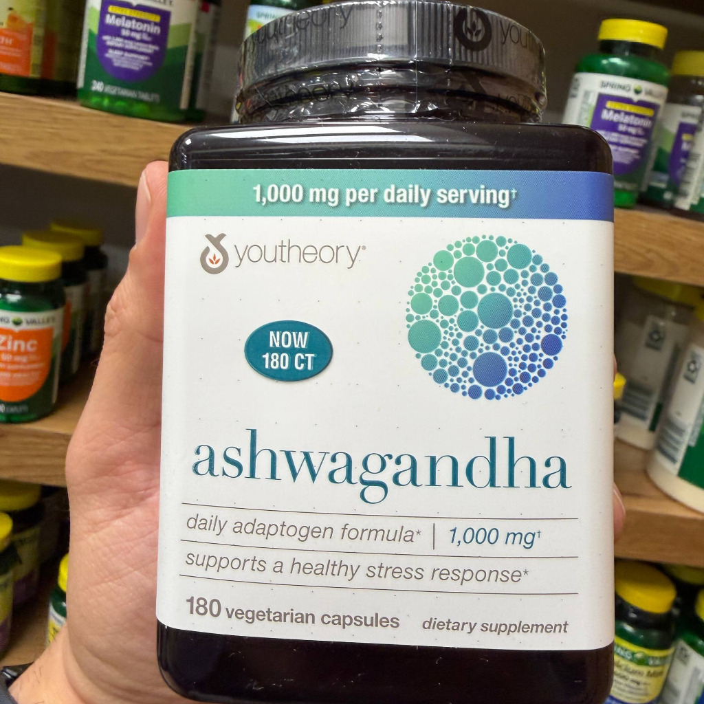 کپسول آشواگاندا (جینسینگ هندی) – فرمول آداپتوژن روزانه – برند یوتیوری (Youtheory Ashwagandha)