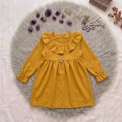 پیراهن مخمل کبریتی خردلی
