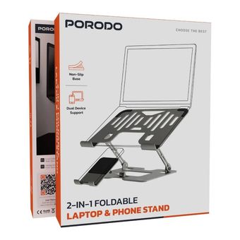 استند و پایه نگهدارنده 2 کاره لپ‌تاپ و گوشی موبایل پرودو (Porodo) مدل PD-HSM09-SL