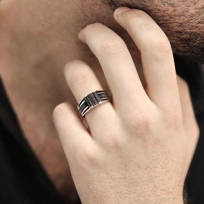 انگشتر نقره مردانه کد 1