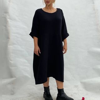 پیراهن موسلین سرمه ای