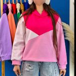 هودی دوخت سه تیکه رنگی(صورتی)