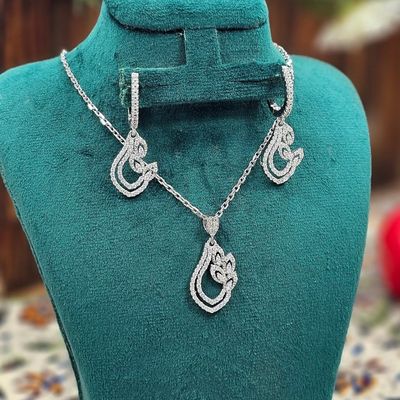 نیم ست نقره زنانه قطره و برگ