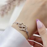 دستبند زنجیری نقره زنانه طرح قلب