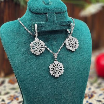 نیم ست نقره زنانه دانه برف و قلب