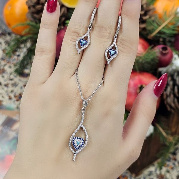 نیم ست نقره قلب و چشم نظر