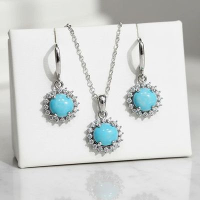 نیم ست نقره و فیروزه کد 2