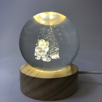 گوی نورانی طرح بابانوئل و درخت کریسمس