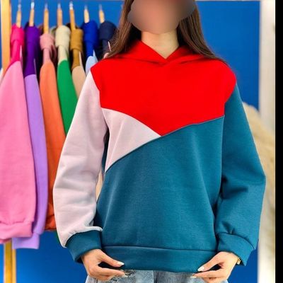 هودی دوخت سه تیکه رنگی ( سرخابی)