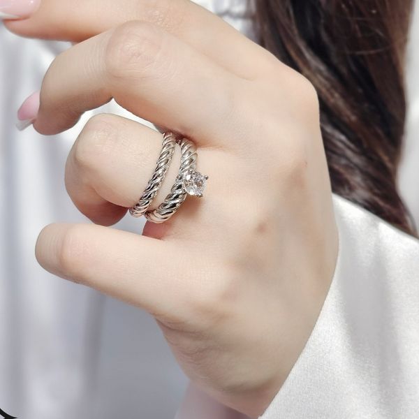 حلقه پشت حلقه نقره نگین دار