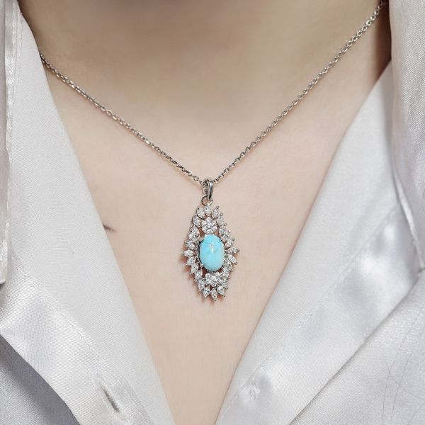 مدال نقره زنانه با سنگ فیروزه کد 4