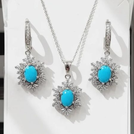 نیم ست فیروزه و نقره کد 1