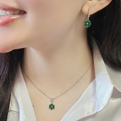 نیم ست نقره زنانه با سنگ سبز