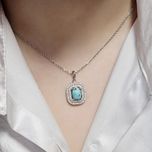 پلاک نقره زنانه با سنگ فیروزه کد 3