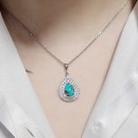 پلاک نقره زنانه با سنگ فیروزه