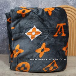 پتو دونفره دورو طوسی سرمه ای