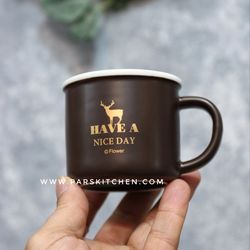 ماگ سرامیکی مات طلاکوب قهوه ای