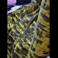 پارچه مخمل خردلی رگه دار ترکیه