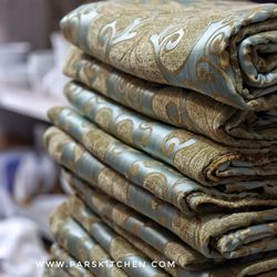 زیرسفره ساتن مخمل 8نفره سبز انگوری