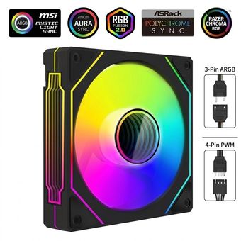 فن ARGB 12×12  مدل Infinity 3+4pin Reverse جهت باد معکوس