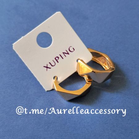 گوشواره حلقه‌ای چندضلعی ژوپینگ (Xuping)  رنگ ثابت و ضد حساسیت طرح طلا