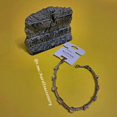 دستبند نقره‌ای ژوپینگ طرح جواهری با نگین‌های باگت درخشان (ضد حساسیت و رنگ ثابت)