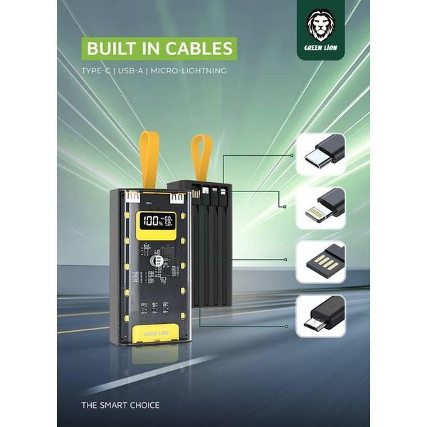 پاوربانک 20 وات گرین لاین مدل Transparent Pro ظرفیت 20000 میلی آمپر ساعت