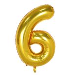 بادکنک فویلی عدد 6 هپی بری طلایی سایز 32 اینچ